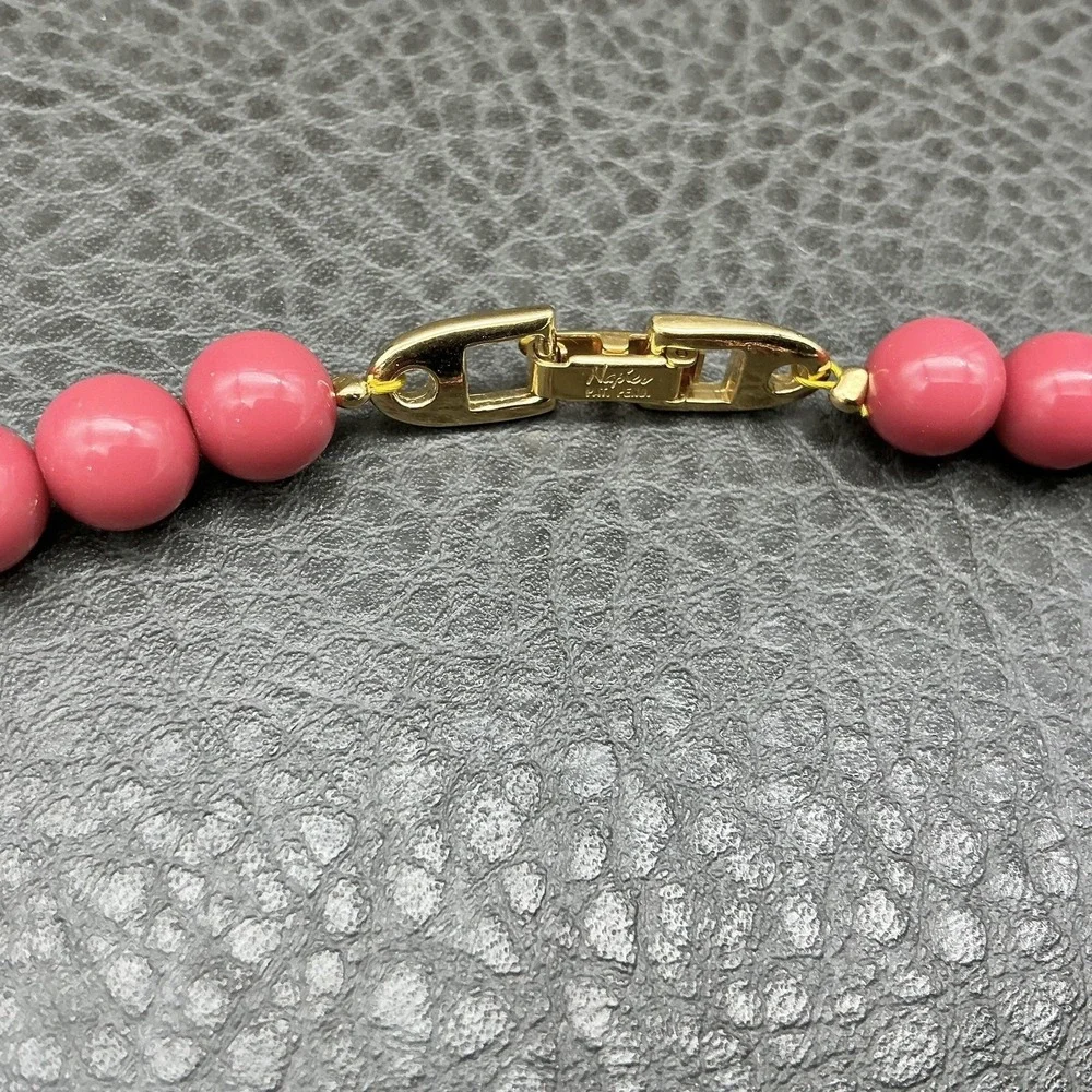 Napier Necklace Pink Beaded Flower Pendant‎ Gold Tone 22 In Womens Statement